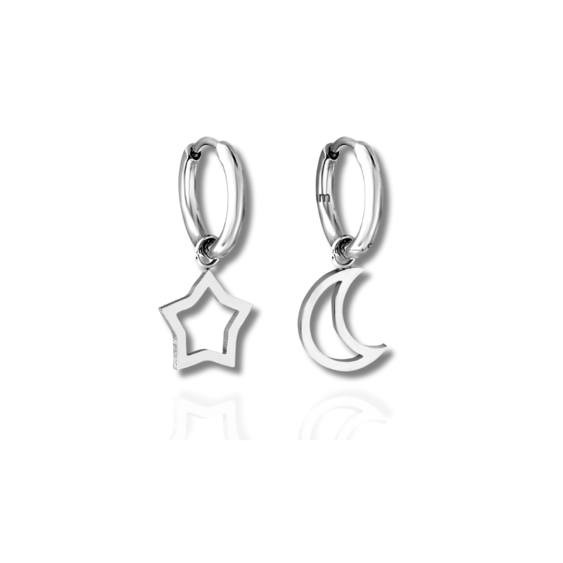 Boucles d'oreilles Tendance Lune et Etoile