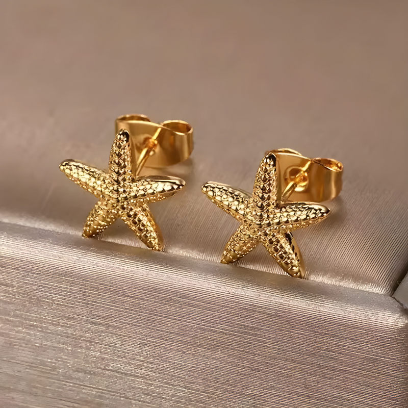 Boucles d'oreilles étoile de mer en plaqué or