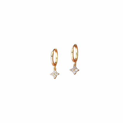 Boucles d'oreilles à quatre feuilles avec zircon
