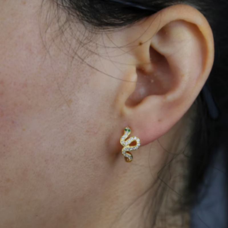 Mini-boucles d'oreilles serpent zircon