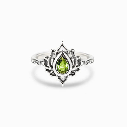 Bague goutte zircon bleu argent lotus – Léo
