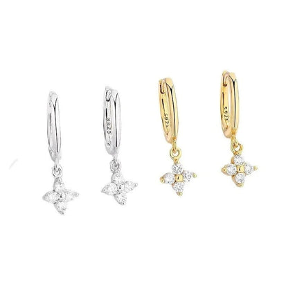 Boucles d'oreilles à quatre feuilles avec zircon