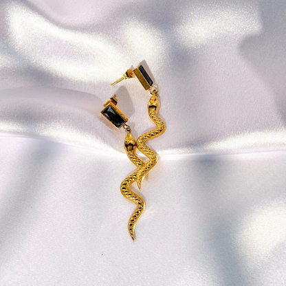 Boucles d'Oreilles Serpent Élégantes avec Zircon
