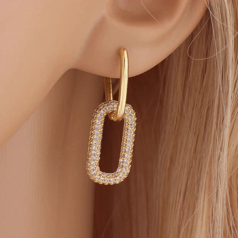 Boucles d'oreilles de luxe à double exquise en zircon