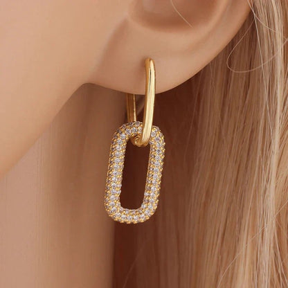 Boucles d'oreilles de luxe à double exquise en zircon