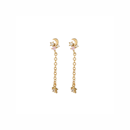 Boucles d'oreilles gouttes lune plaqué or