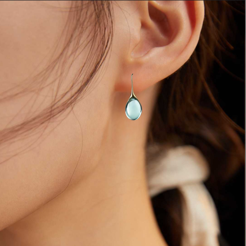 Boucles d'Oreilles Stud Ovales avec Pierre Œil de Chat Élégante