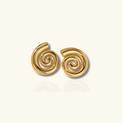 Boucles d'Oreilles Stud Spirales Dorées