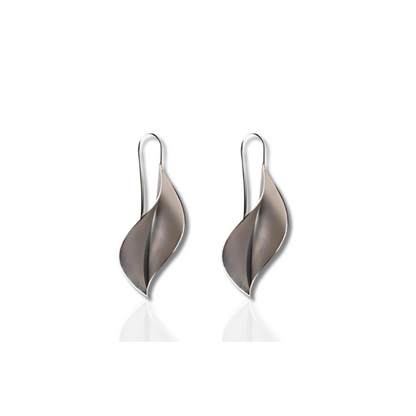 Boucles d'oreilles vintage en forme de feuille plaqué argent