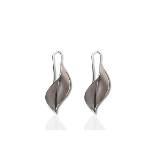 Boucles d'oreilles vintage en forme de feuille plaqué argent