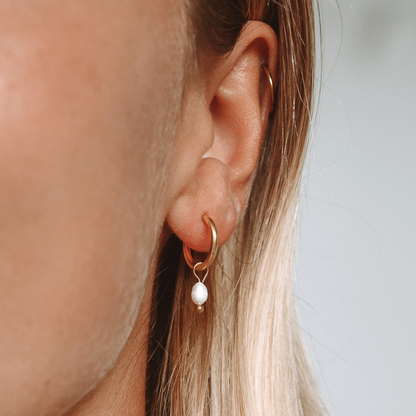 Boucles d'Oreilles en Hoops avec Perles d'Eau Douce