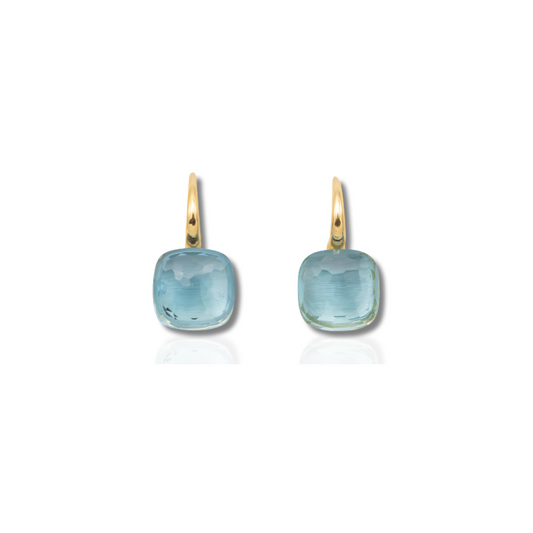 Boucles d'oreilles goutte bleues plaqué or