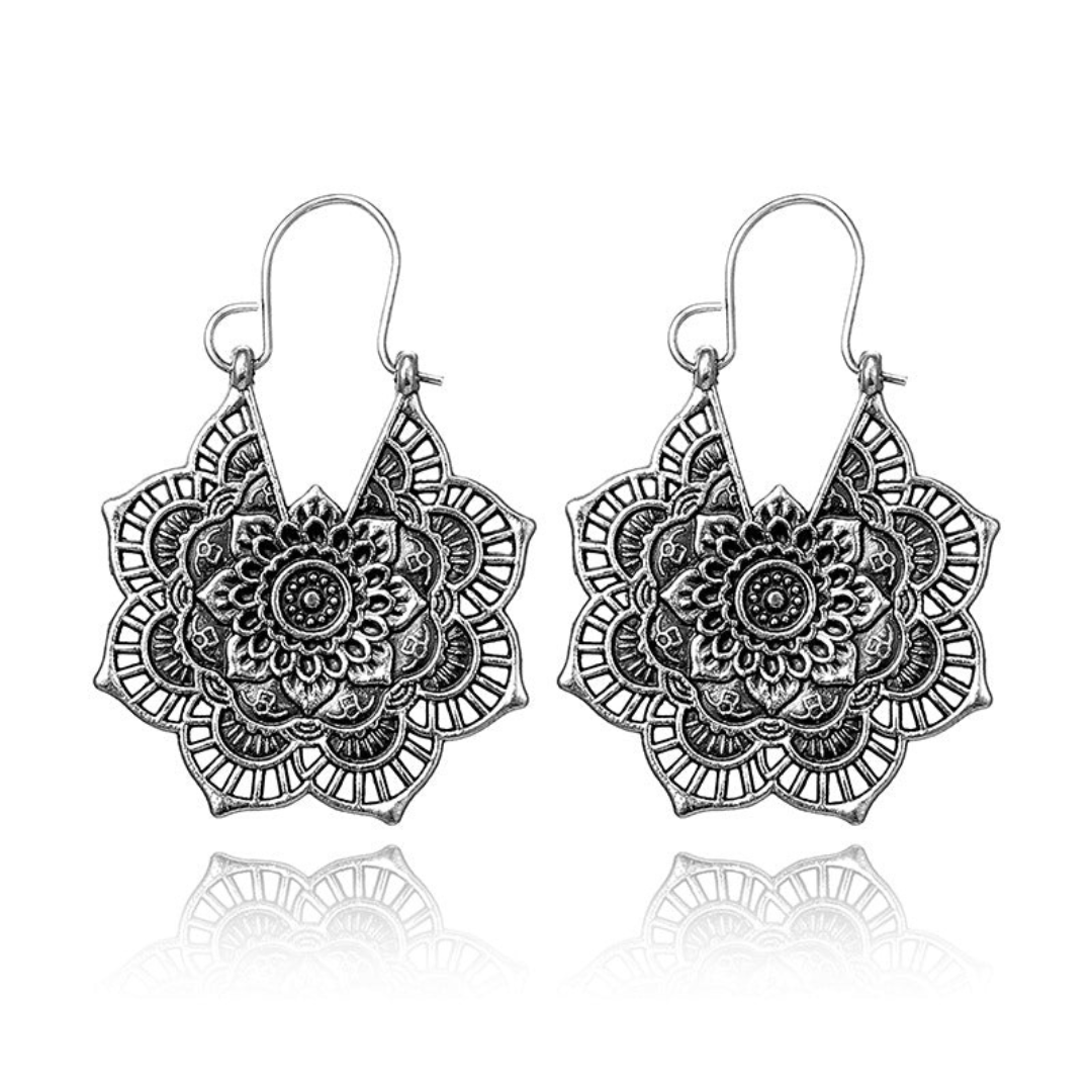 Boucles d'Oreilles Lotus Mandala Or