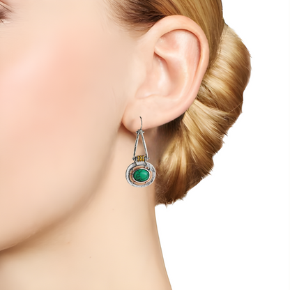 Boucles d'Oreilles Pendantes Boho avec Pendentif Turquoise