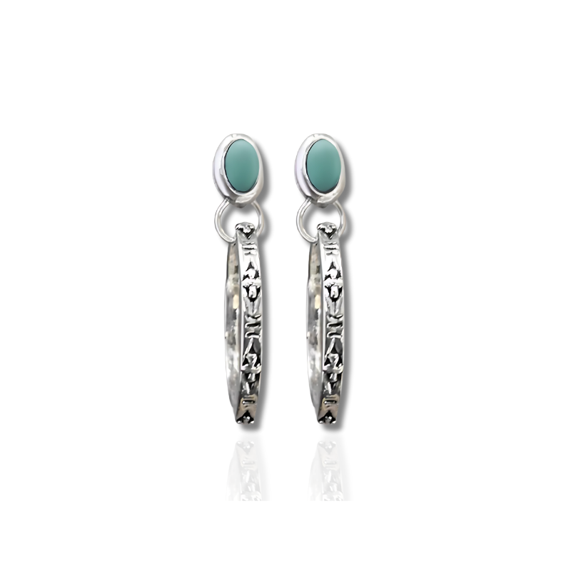 Boucles d'Oreilles Pendantes Boho en Pierre Verte