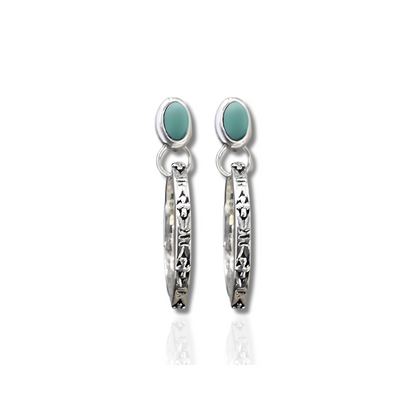 Boucles d'Oreilles Pendantes Boho en Pierre Verte
