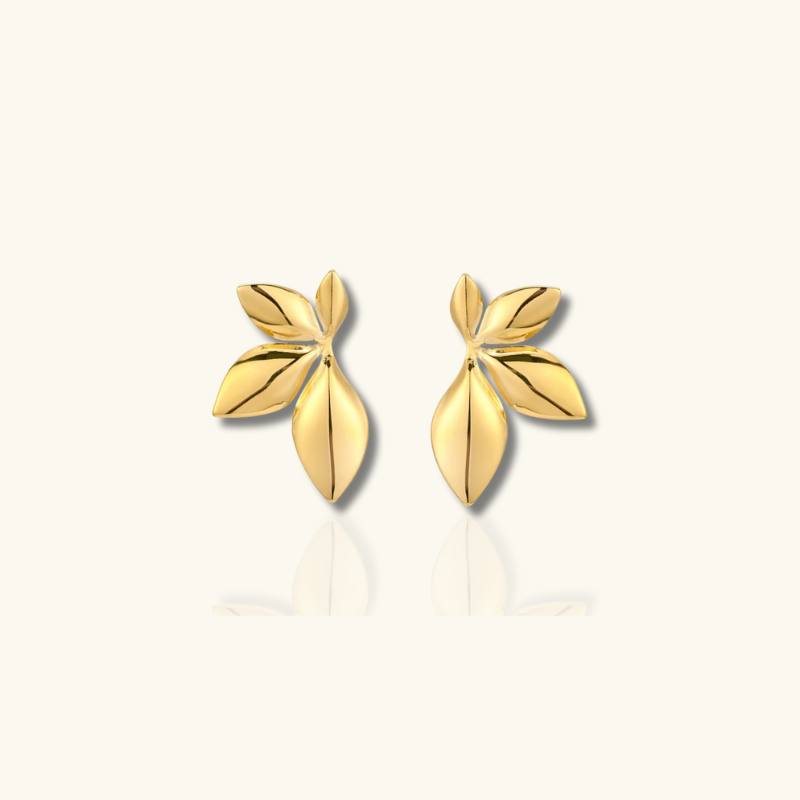 Boucles d'oreilles feuilles dorées plaqué or