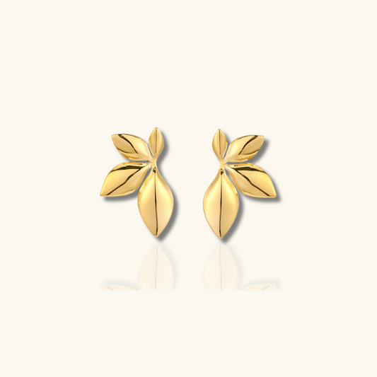 Boucles d'oreilles feuilles dorées plaqué or