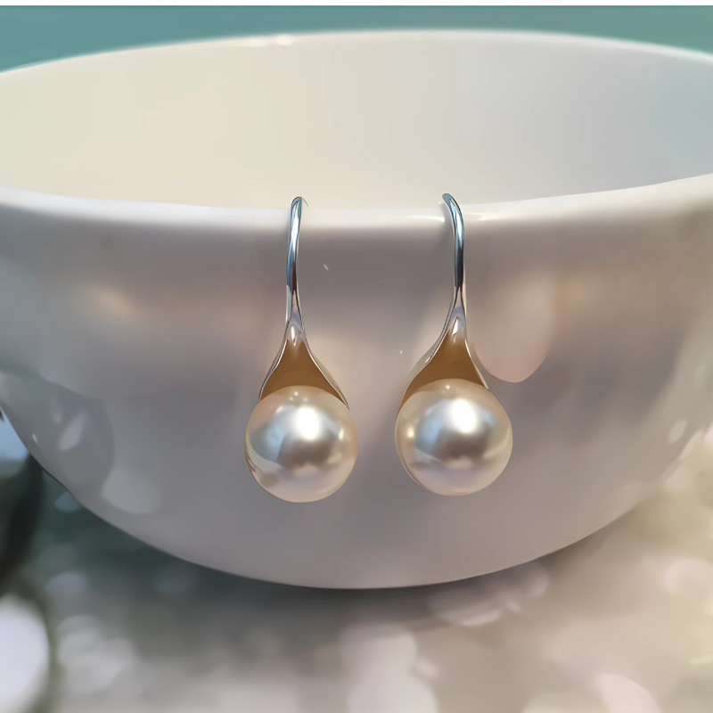 Boucles d'oreilles gouttes perles classiques plaqué argent