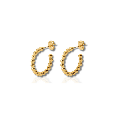 Boucles d'Oreilles en Hoops C-Shaped Perles Dorées