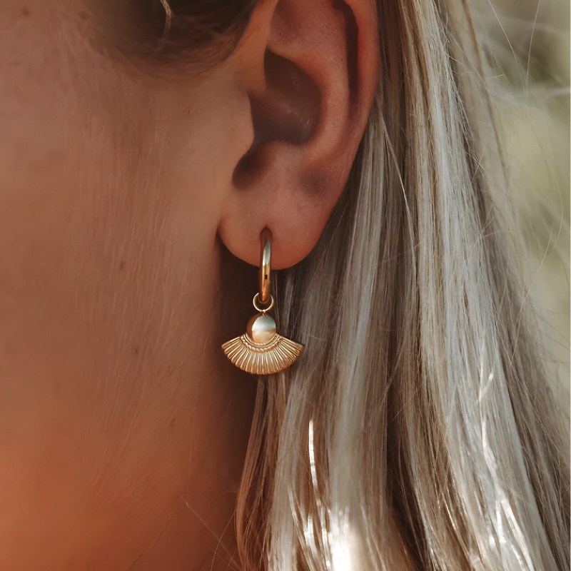 Boucles d'oreilles éventail Boho Plaqué Or
