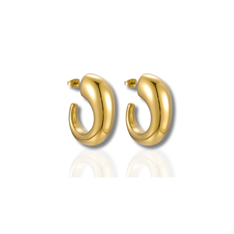 Boucles d'oreilles créoles sculptées avec plaqué or