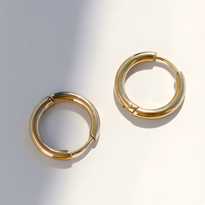 Boucles d'Oreilles Rondes en Hoops Plaquées Or
