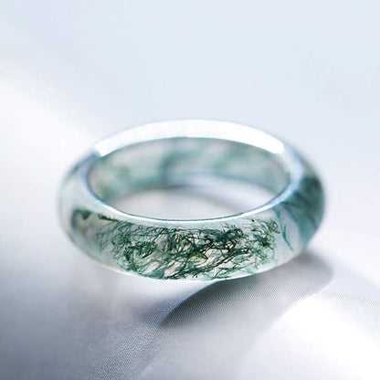 Bague simple agate mousse verte – Léo