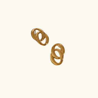 Boucles d'oreilles double ovale en plaqué or