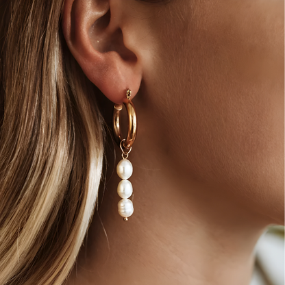 Boucles d'Oreilles Hoops avec Pendentif en Perles