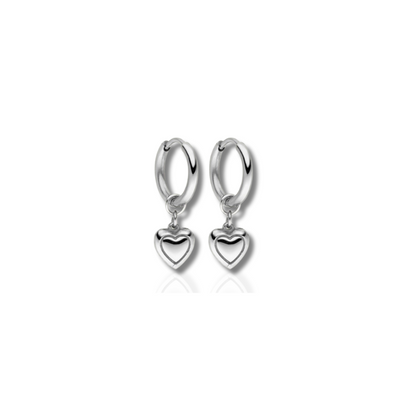 Boucles d'Oreilles en Hoops en Forme de Cœur Dorées