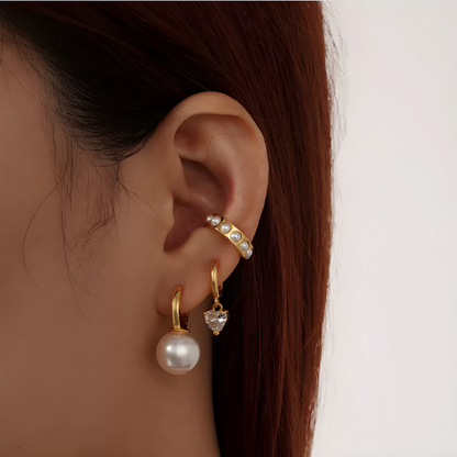Ear Cuff en Forme de C avec Perles