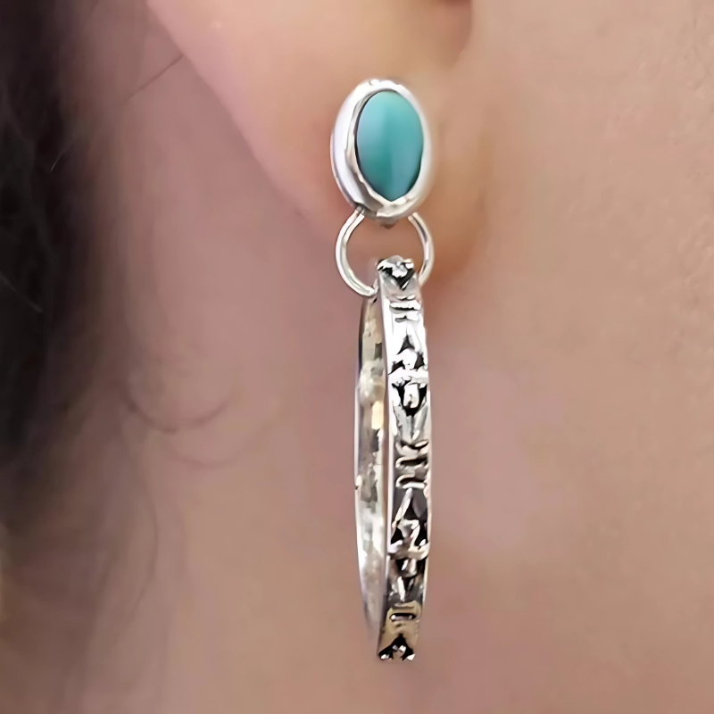 Boucles d'Oreilles Pendantes Boho en Pierre Verte