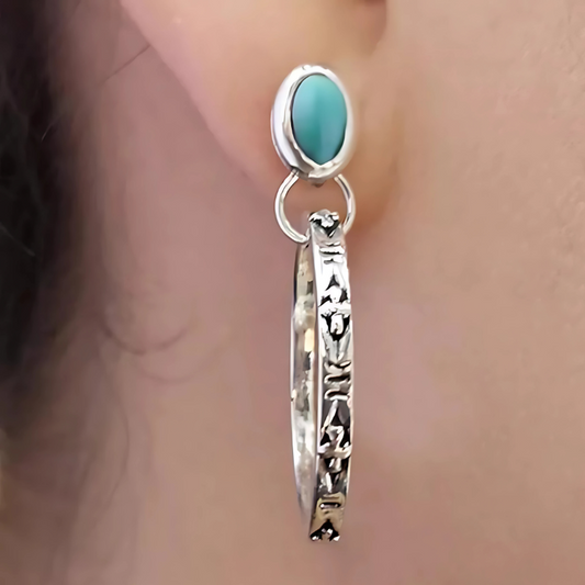 Boucles d'Oreilles Pendantes Boho en Pierre Verte