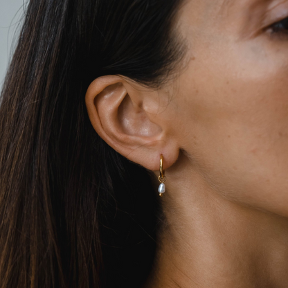 Boucles d'Oreilles en Hoops avec Perles d'Eau Douce