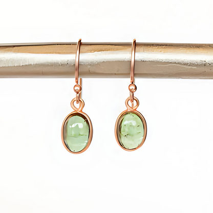 Boucles d'oreilles gouttes tourmaline verte plaqué or