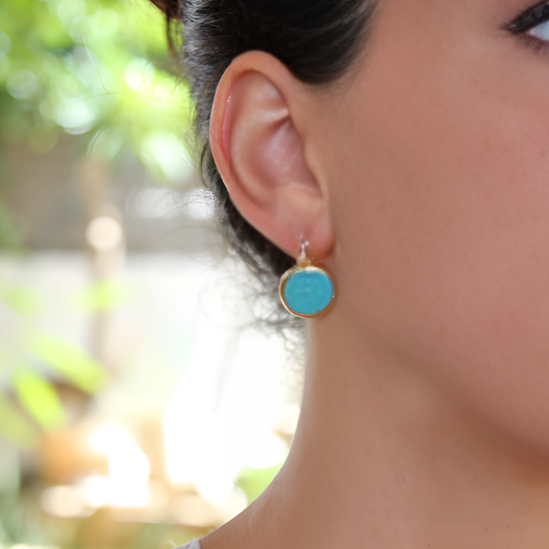 Boucles d'Oreilles en Hoops Vintage en Turquoise