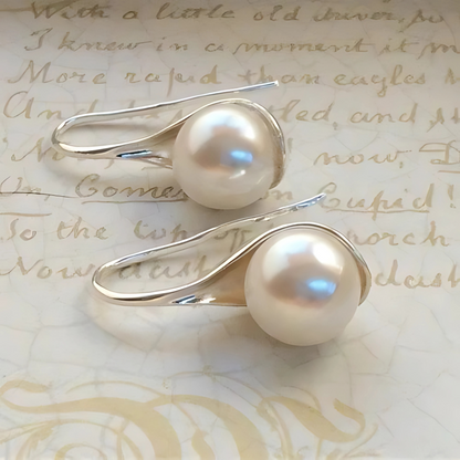 Boucles d'oreilles gouttes perles classiques plaqué argent