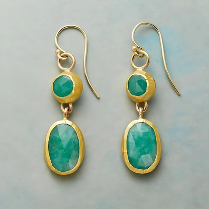 Boucles d'oreilles plaquées or avec pierres vertes