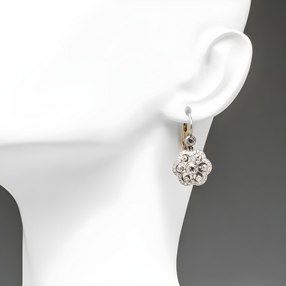 Boucles d'Oreilles en Hoops avec Zircon en Forme de Fleur