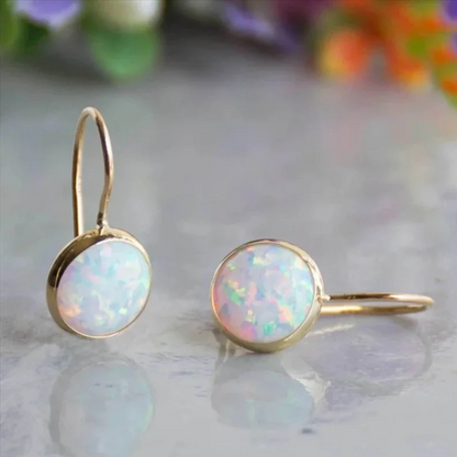 Boucles d'oreilles Pendantes Plaquées or avec Pierre d'opale
