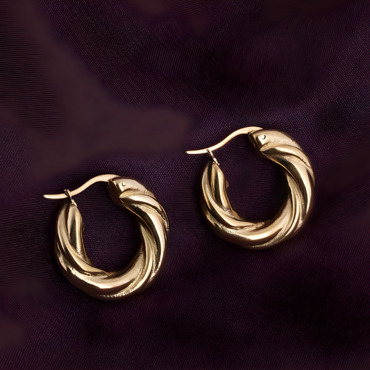 Boucles d'Oreilles en Hoops Tordues Dorées