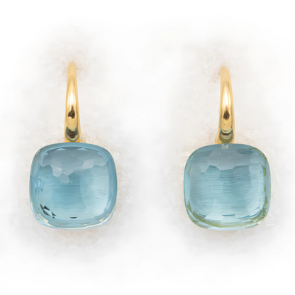 Boucles d'oreilles goutte bleues plaqué or