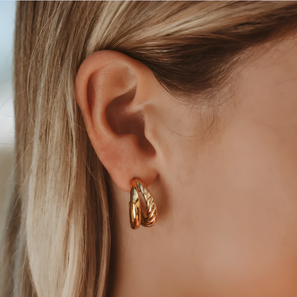 Boucles d'Oreilles Double Couche Tordues