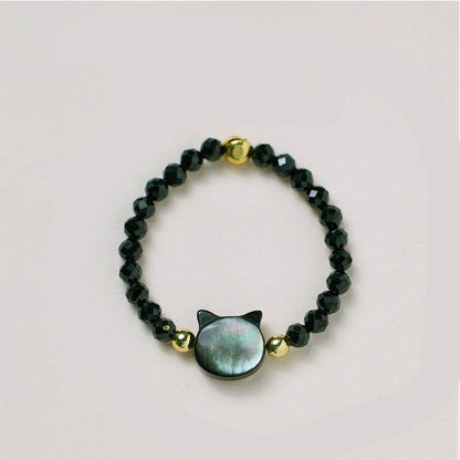 Bague pierres noires chat perles Or 14K – Léo