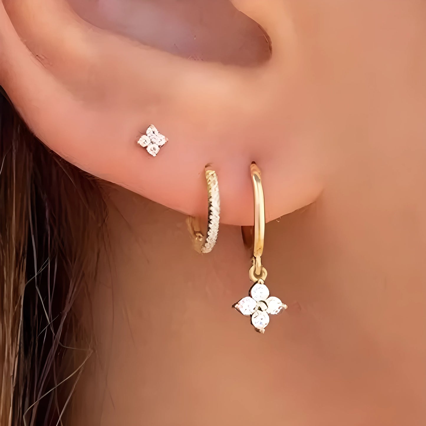 Set de boucles d’oreilles luxe pour femme avec cristaux
