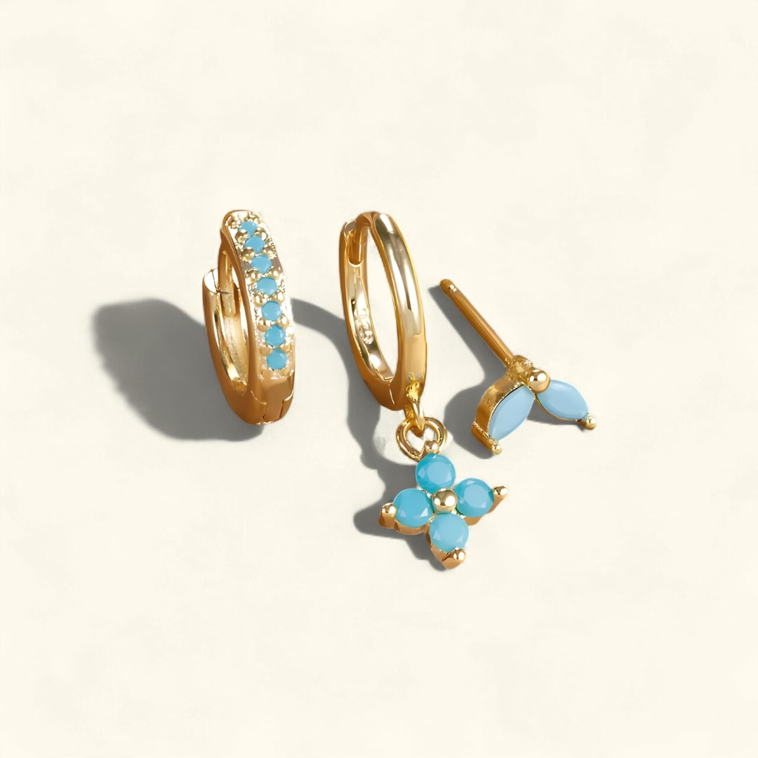 Set de boucles d’oreilles luxe pour femme avec cristaux