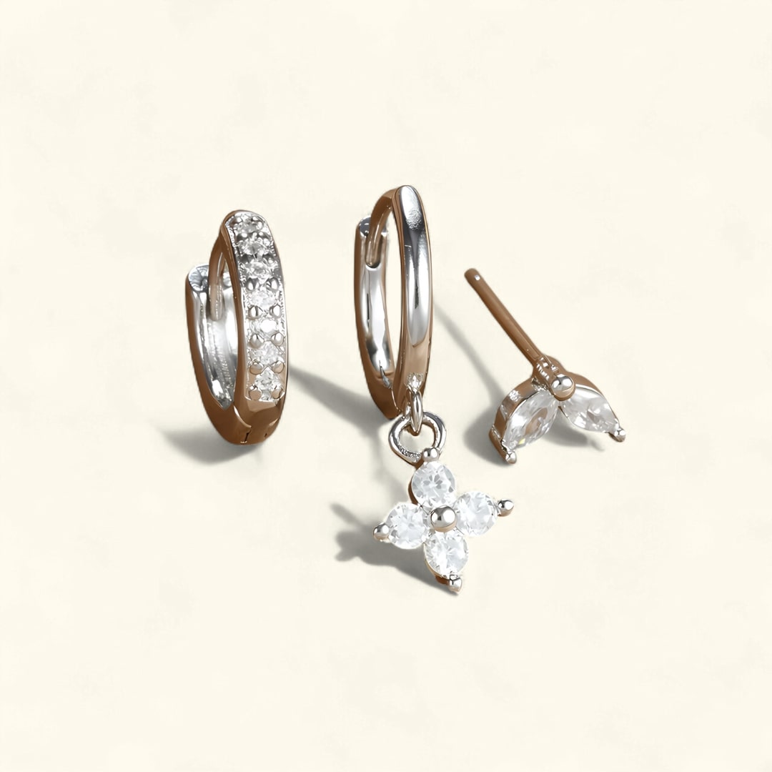 Set de boucles d’oreilles luxe pour femme avec cristaux