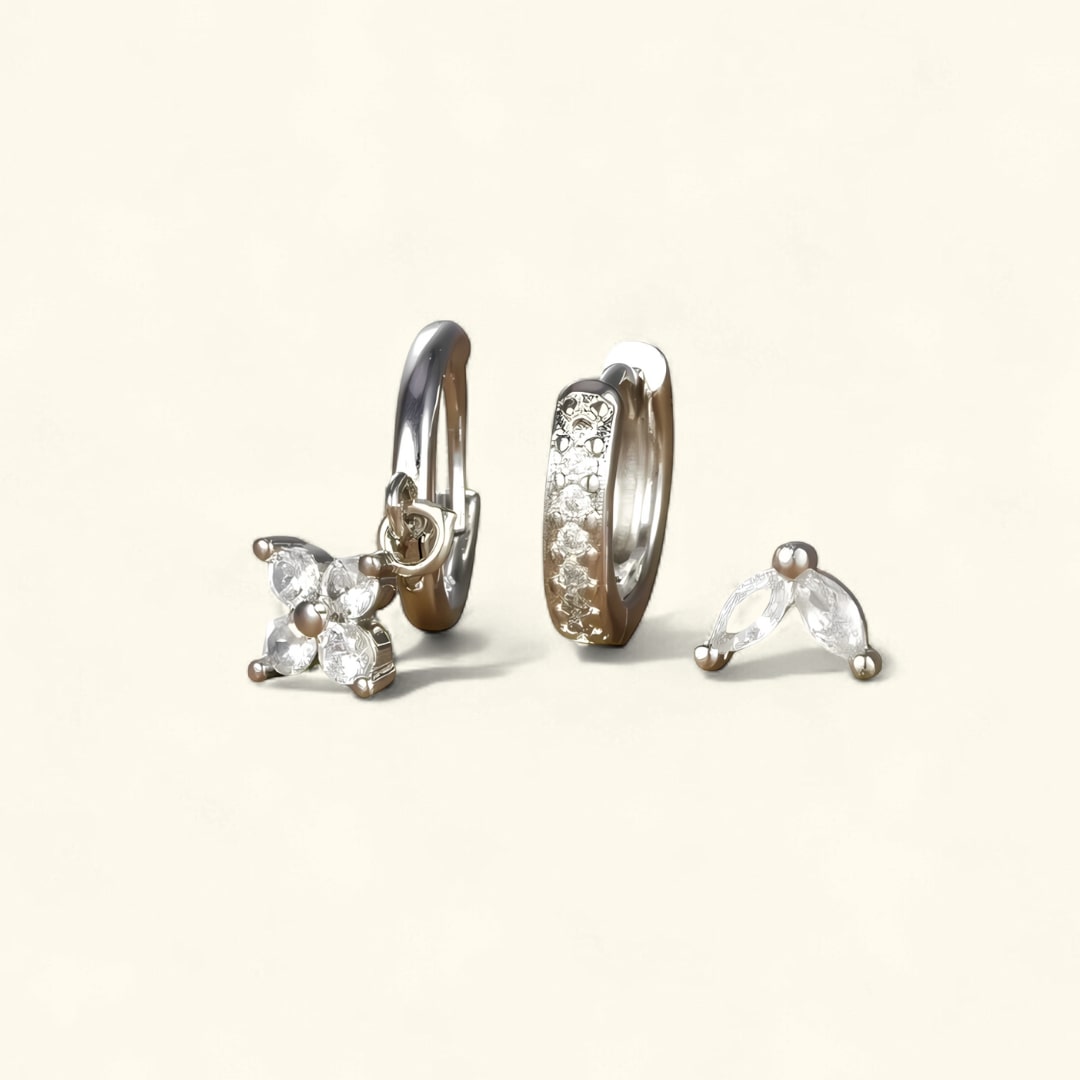 Set de boucles d’oreilles luxe pour femme avec cristaux