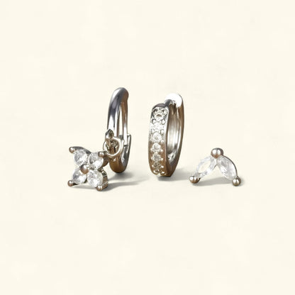 Set de boucles d’oreilles luxe pour femme avec cristaux
